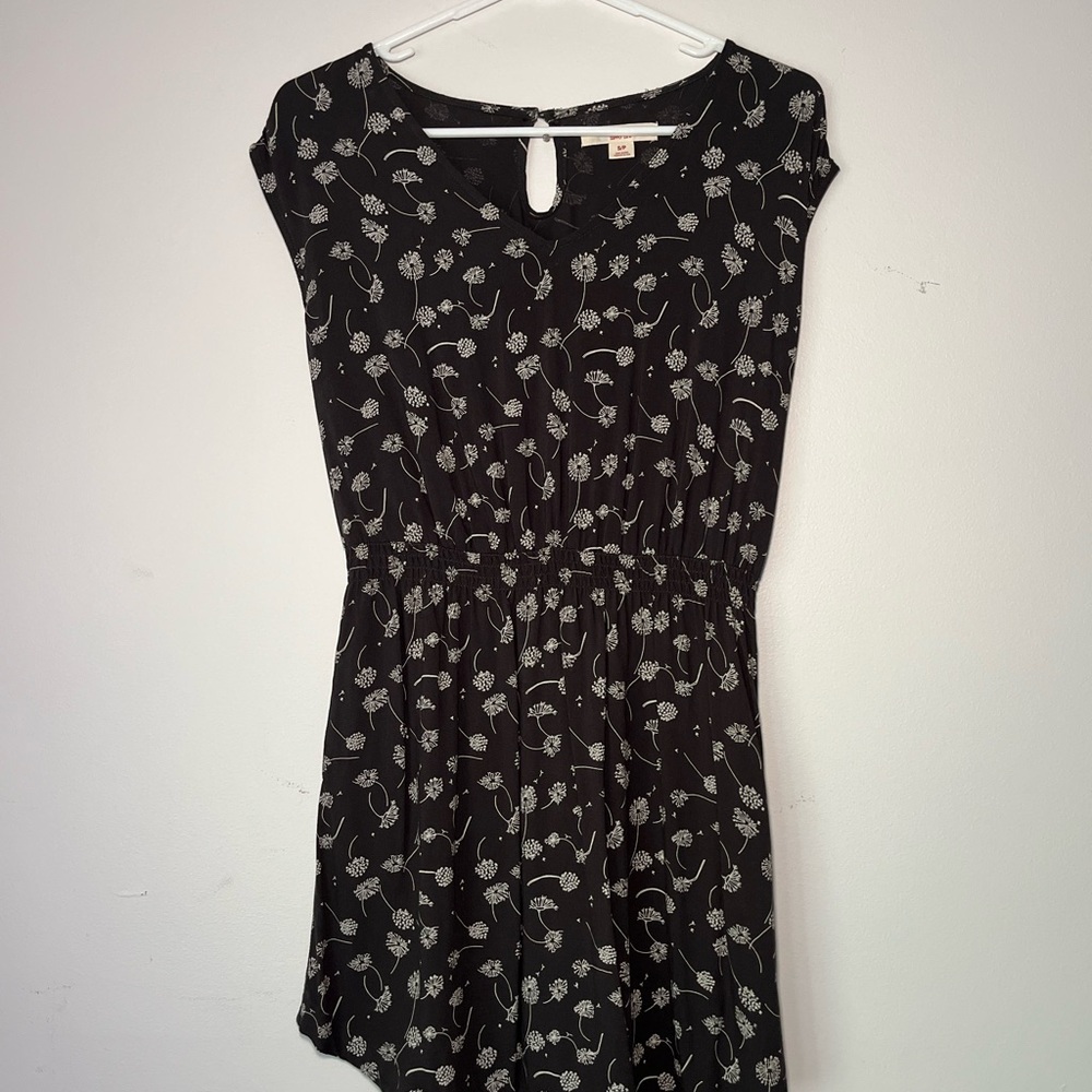 Floral Dark Navy Blue Dress with POCKETS